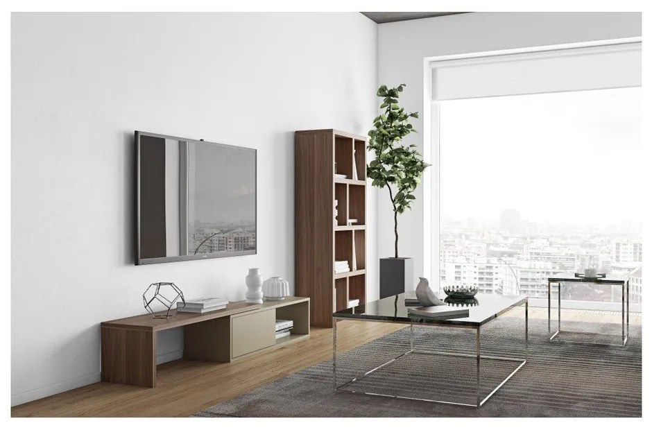 Tavolo TV variabile grigio con impiallacciatura in noce Move - TemaHome