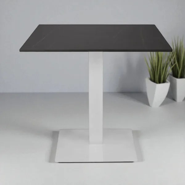 Tavolo bar pub ristorante base bianca Top 80x80 cm esterno effetto marmo Nero H 75