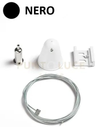 Kit sospensione binario colore nero e blocca cavo a soffitto 200cm