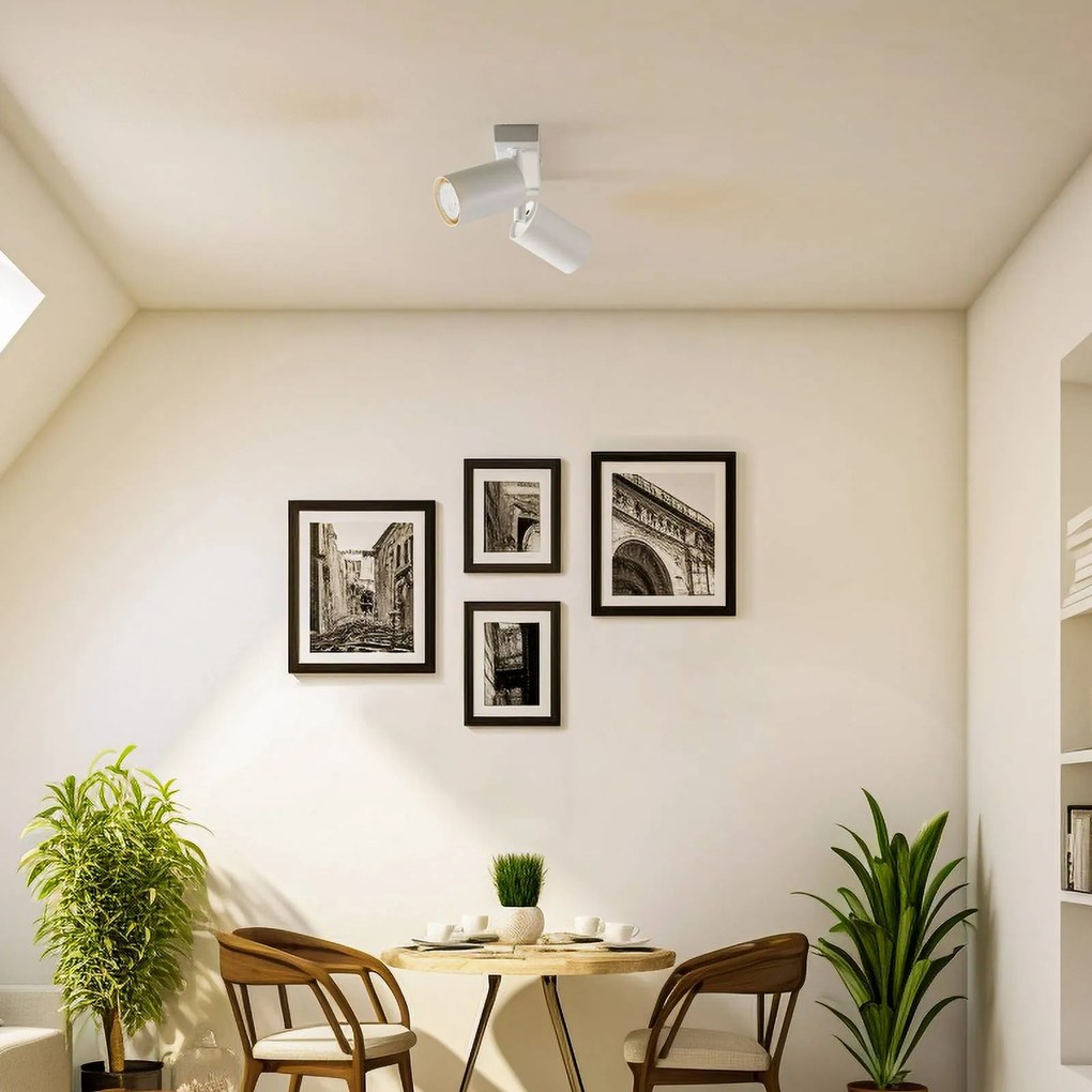 Faretto da soffitto Zoom, a 2 luci, bianco Zoom SIGMA, dimmerabile, Bianco / Opale, Soggiorno / Sala da pranzo, Metallo, Faretto