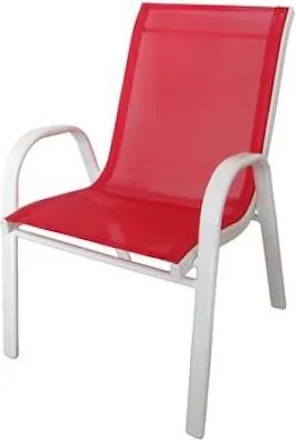 Poltroncina per Bambini in Ferro e Textilene Taddei Stack Baby Rossa...