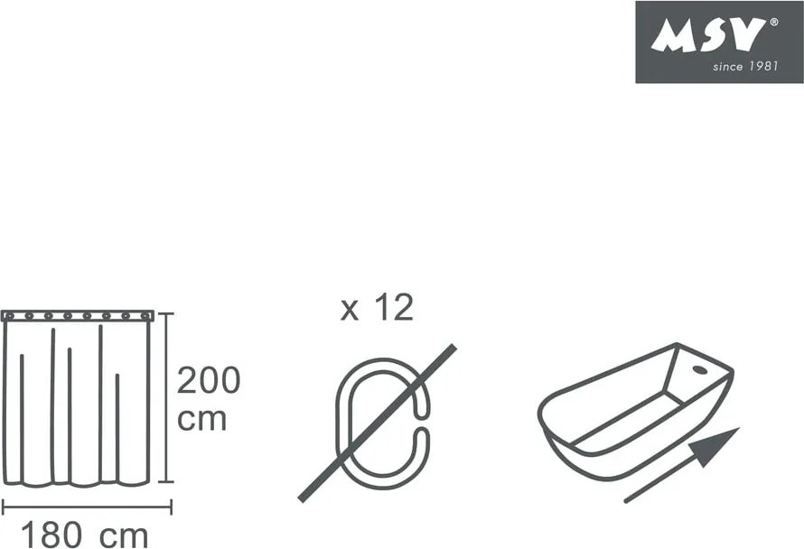 Tenda per doccia 180x200 cm – MSV
