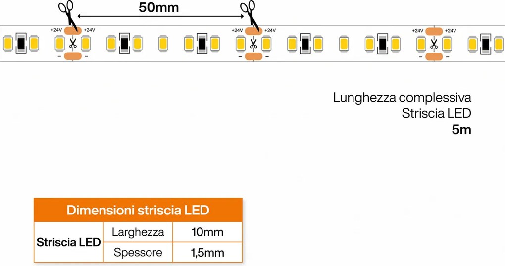 Striscia LED 24V 144W/m Rosa per Banco Carne Professionale - IP54 - 5 metri