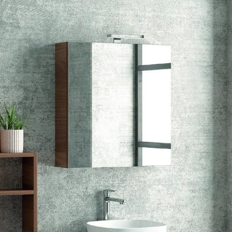 Kamalu - composizione mobiletto bagno 60 cm, 2 pensili e specchio contenitore sp-60c