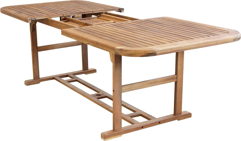 TURRIS - set tavolo in legno massiccio di acacia cm 180/240 x 100 x 74 h con 8 sedie e 2 poltrone Mulier