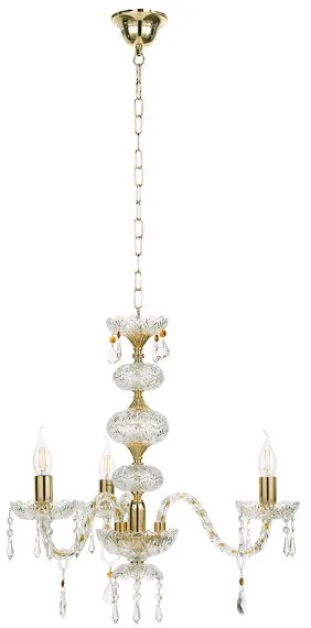 Lampadario sospeso DALLAS in cristallo D65 cm con finiture oro da 3 luci