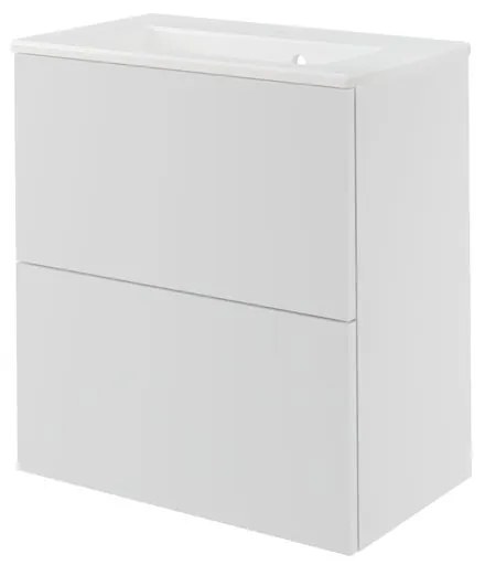 Mobile da bagno sospeso sotto lavabo L 60 x H 64 x P 35 cm bianco laccato, 2 cassetti SENSEA Neo