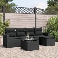 Set Divano da Giardino 6 pz con Cuscini Nero in Polyrattan 3218885