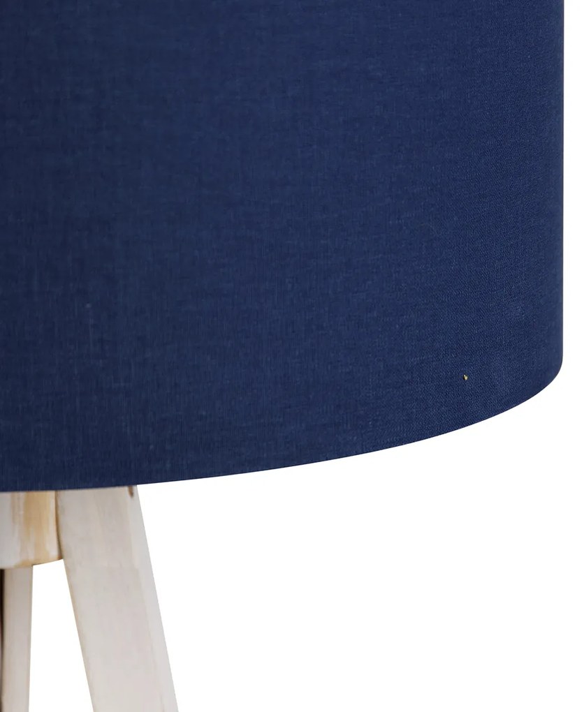Lampada da terra a treppiede bianca con paralume in tessuto blu scuro 50 cm - Tripod Classic