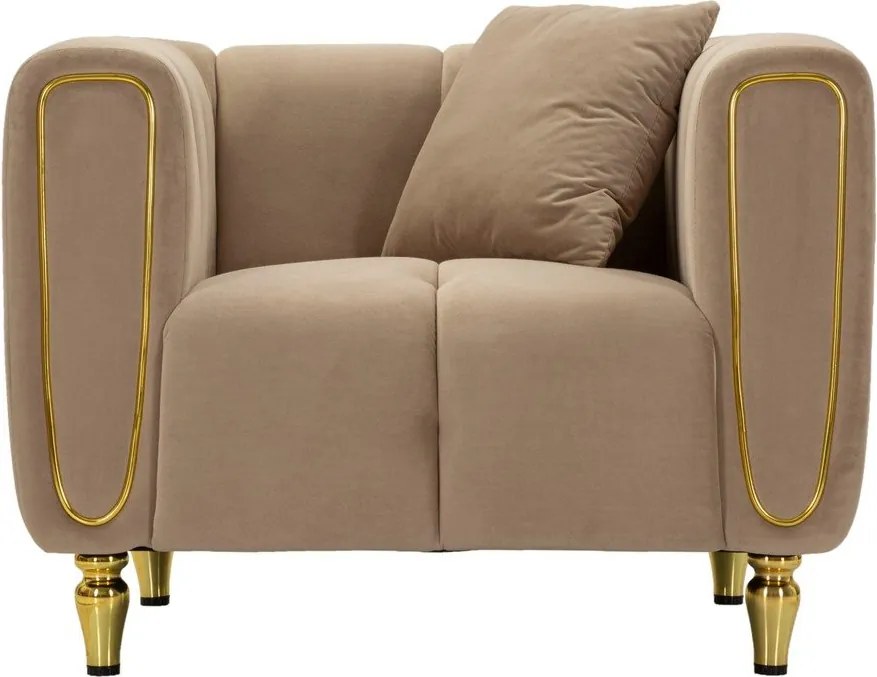 Poltrona grigio tortora con poggioli/con gambe con rivestimento in velluto Alma – Mauro Ferretti