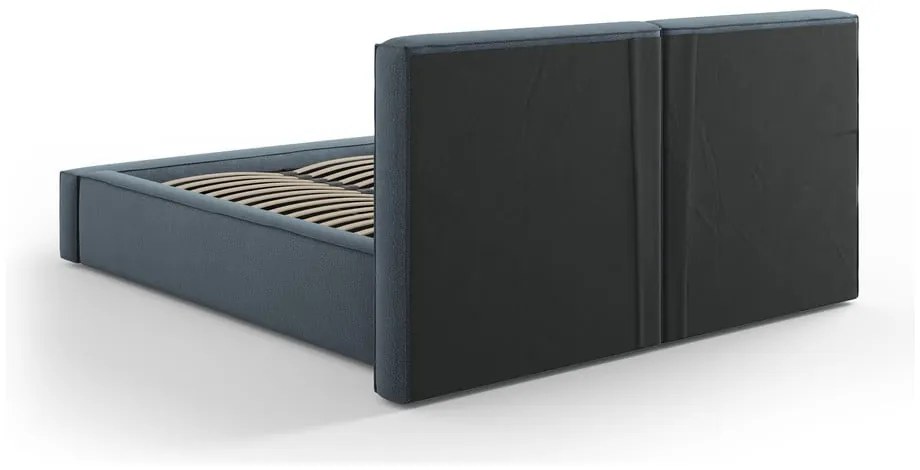 Letto matrimoniale imbottito blu scuro con contenitore e rete inclusi 180x200 cm Arendal - Cosmopolitan Design
