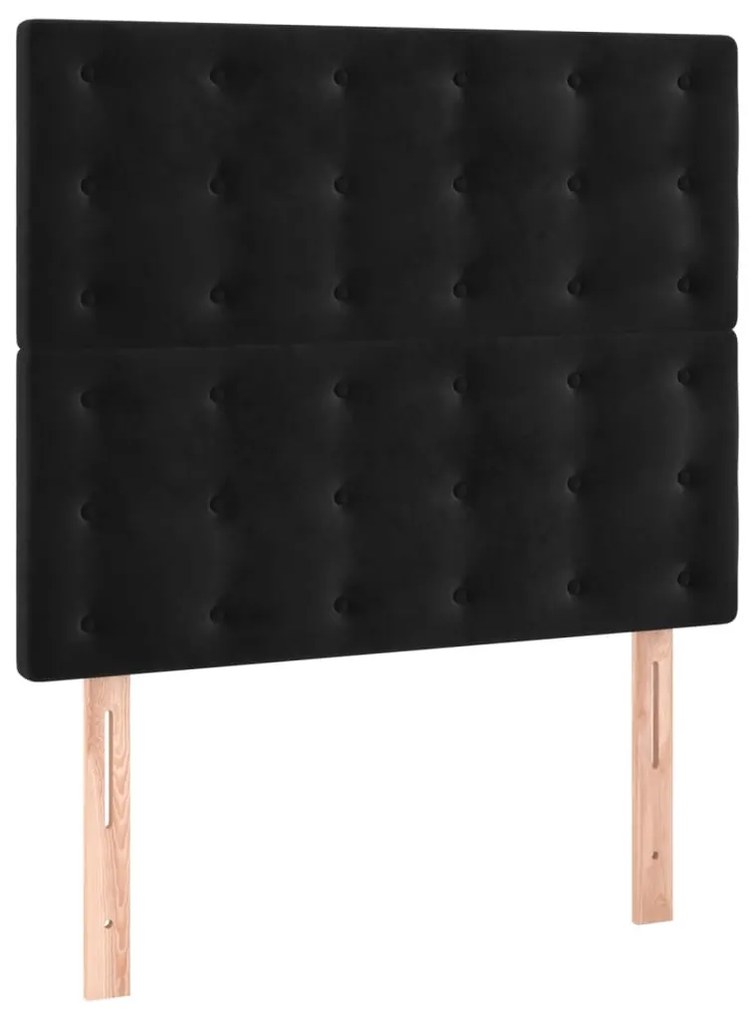 Giroletto a molle con materasso nero 100x200 cm in velluto