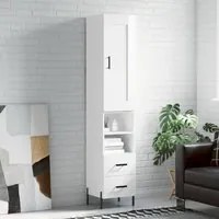 Credenza 34,5x34x180 cm in Legno Multistrato Bianco Lucidocod mxl 82635