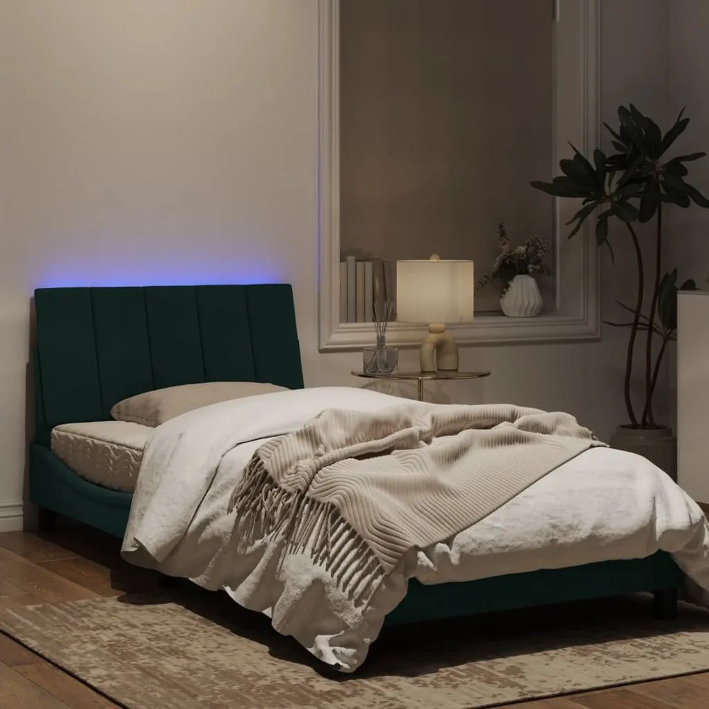 Giroletto con luci led verde scuro 100x200 cm in velluto