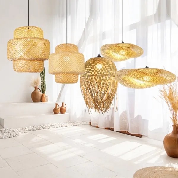 Immax 08271L - Lampadario a sospensione con filo HILO 1xE27/40W/230V diametro 45 cm bambù