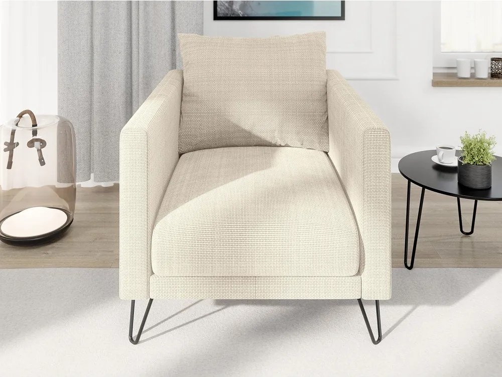 Poltrona color crema con rivestimento in ciniglia Freya – Ropez