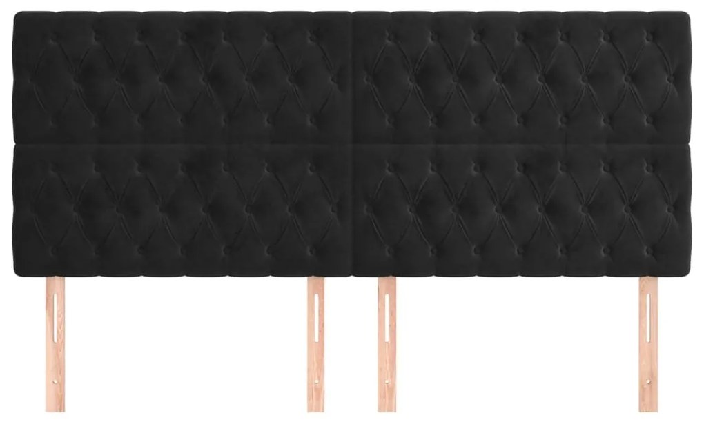 Testiere 4 pz nero 100 x 7 x 78/88 cm in velluto