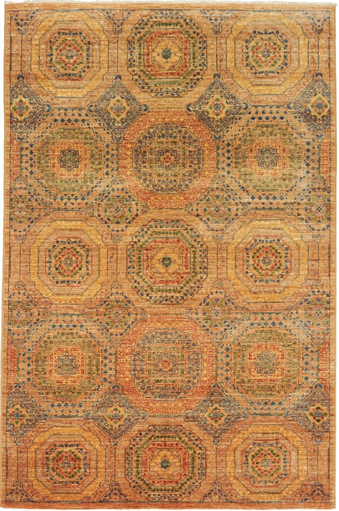 Mamluk Tappeto 130 x 190 Giallo (Pakistan) Annodato A Mano