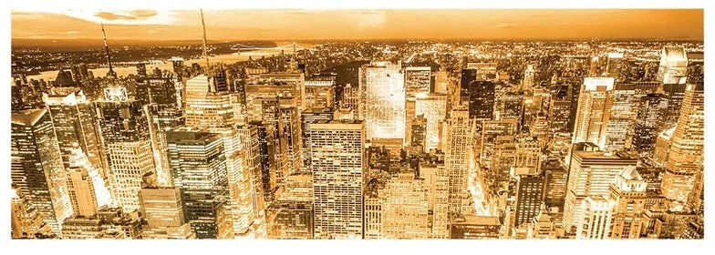 Stampa su tela New York illuminata seppia, seppia 180 x 64 cm