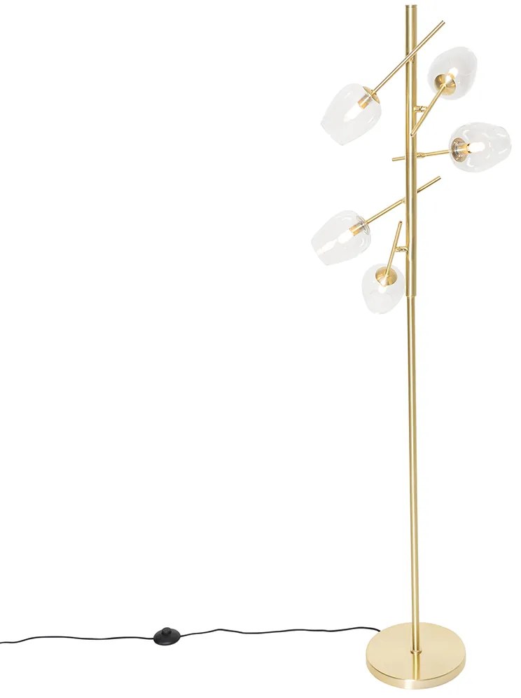 Lampada da terra classica dorata con vetro 5 luci - Elien