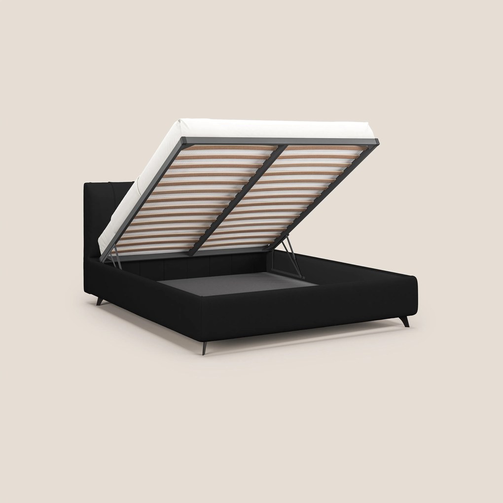 Bogart letto imbottito contenitore completamente sfoderabile in microfibra smacchiabile T11 nero