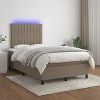 Letto a Molle con Materasso e LED Tortora 120x200cm in Tessuto cod mxl 56547