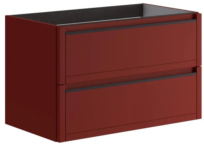 Mobile da bagno sospeso sotto lavabo L 79.5 x H 50 x P 45.5 cm rosso opaco, 2 cassetti TRATTO