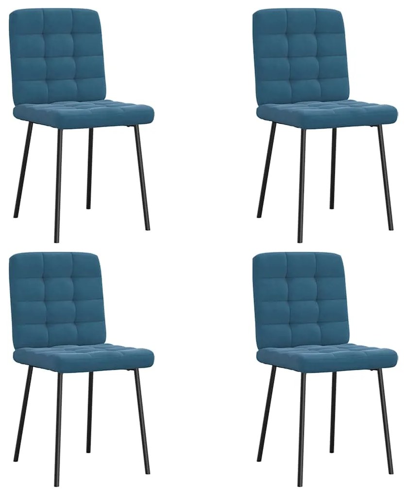 Sedie Da Pranzo 4 Pz Blu İn Velluto /
