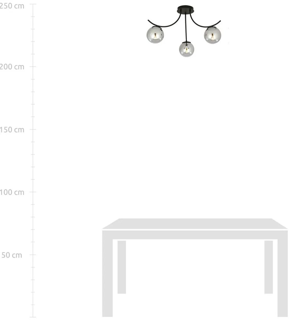 Lampadario da Soffitto in Acciaio e Vetro BOSTON 3 Nero 3xE14