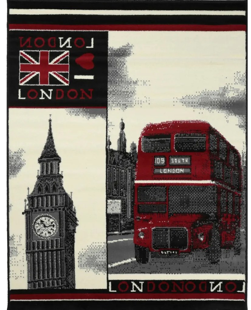 Tappeto arredo moderno cm. 120x170 Tiffany con il tipico bus inglese