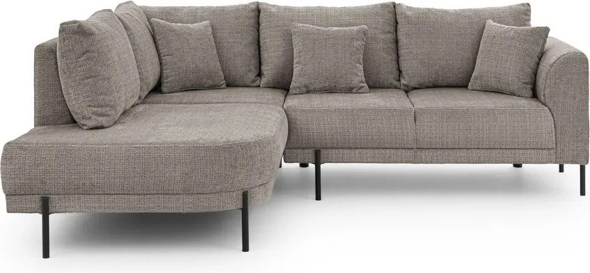 Divano angolare grigio tortora (con penisola a sinistra/a L) con rivestimento in ciniglia Mauris – Ropez