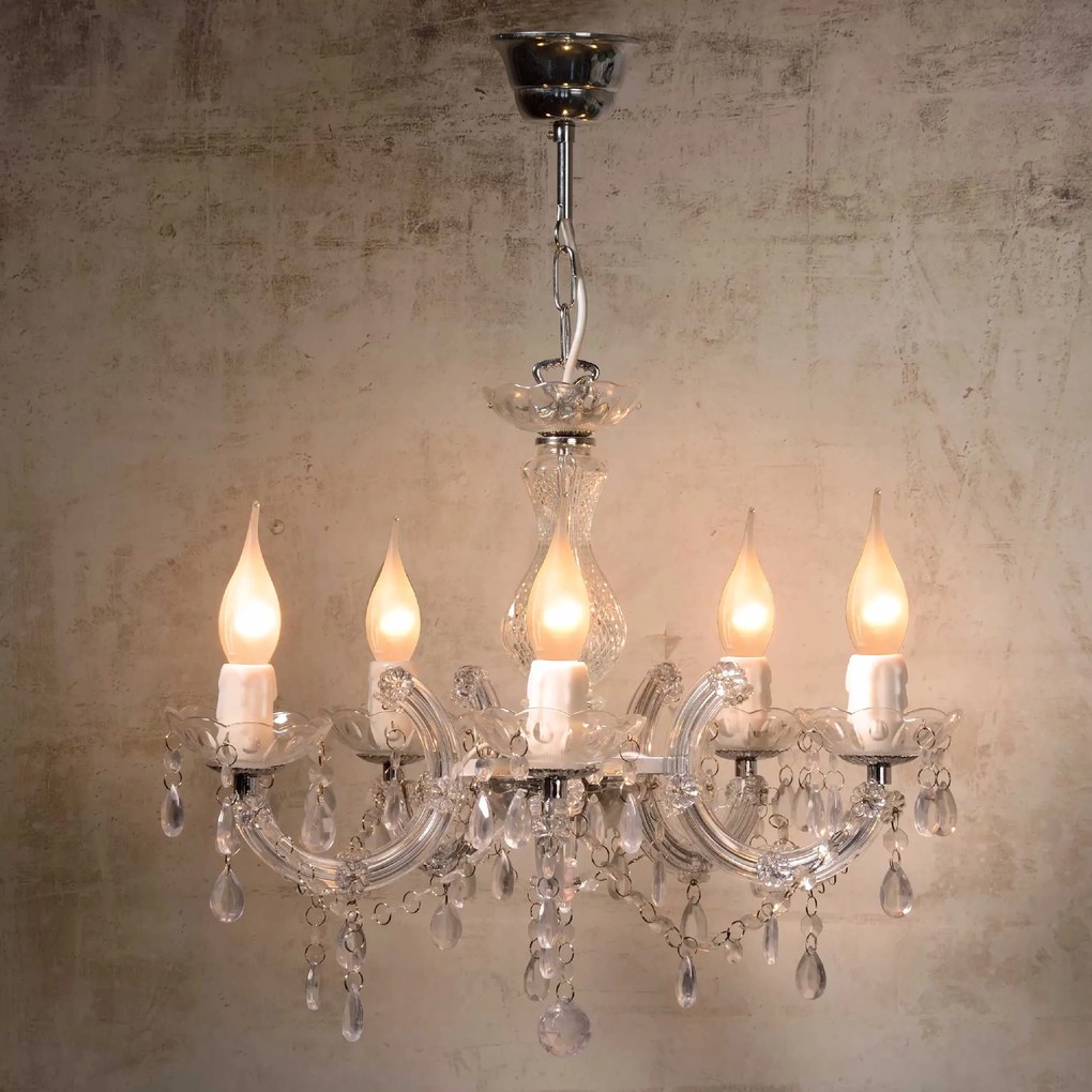 Lampadario a sospensione dal design elegante struttura in acrilico a 5 bracci Arabesque - 40W TRASPARENTE