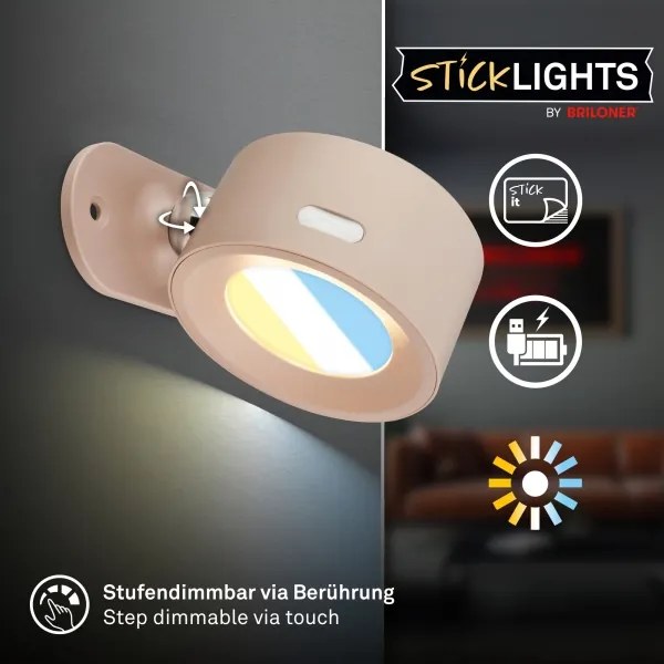 Briloner 3896011 - Applique da parete LED TARI dimmerabile ricaricabile LED/1,6W/5V 1500 mAh beige