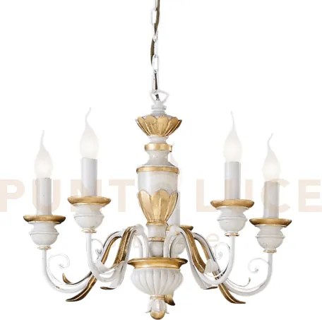 Firenze lampadario a sospensione 5 luci attacco e14 bianco e foglia...