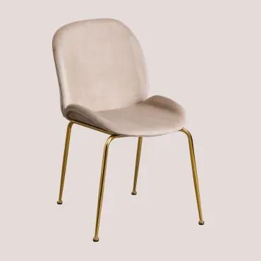 Confezione da 2 sedie in velluto Pary Gris Too & Dorato - Sklum