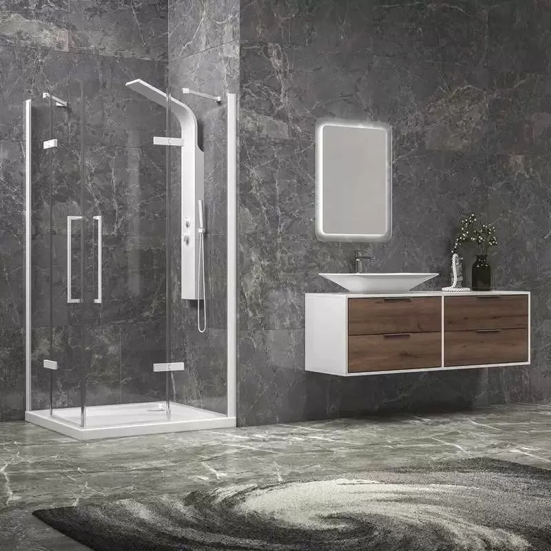 Kamalu - Box doccia 70x80 bianco opaco doppio battente | KT1000B