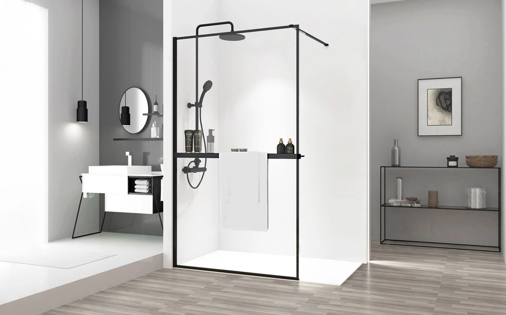 Parete doccia Rea Bler 70 con mensola EVO