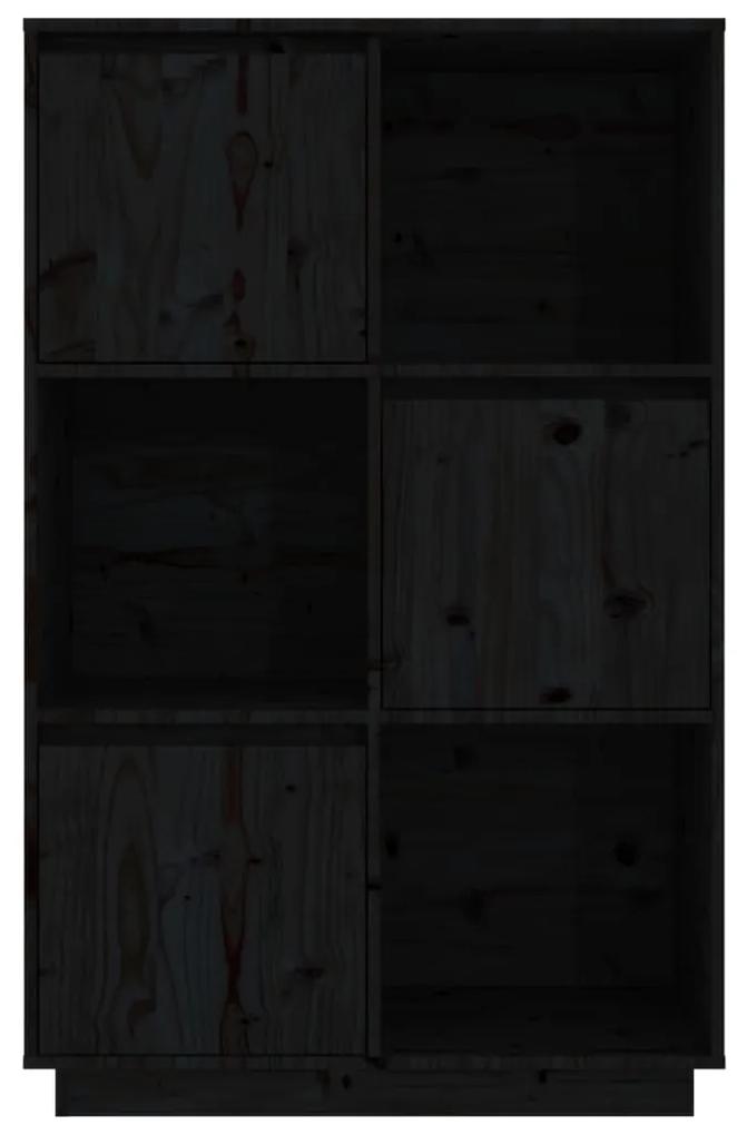 Credenza nera 74x35x117 cm in legno massello di pino