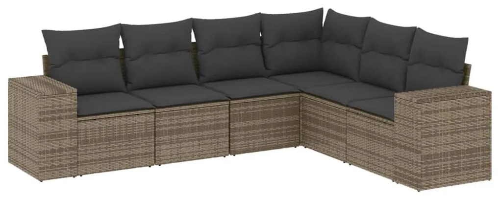 Set divano da giardino 6 pz con cuscini grigio in polyrattan