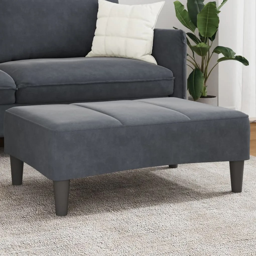 Poggiapiedi Grigio Scuro 77x55x31 Cm İn Velluto /