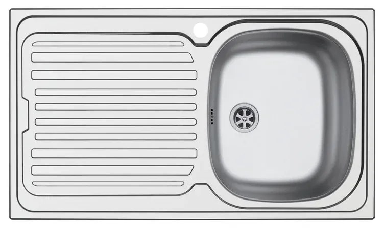 Lavello integrato 1 vasca con gocciolatoio a sinistra DELINIA Aurora inox L 50 x L 86 cm argento
