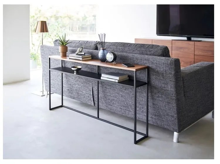 Tavolo consolle nero/in marrone scuro con effetto frassino 20,5x126 cm Tower - YAMAZAKI