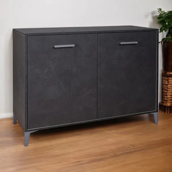 Madia in Legno 2 Ante 110x45 cm Drexa Antracite Spatolato