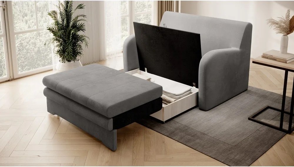 Divano grigio allungabile e rivestimento in velluto 130 cm Ario – ELTAP