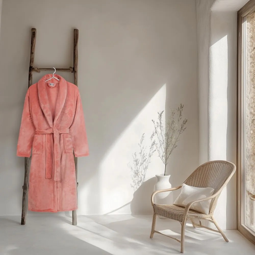 Accappatoio rosa in micropile XS/S Polyvelvet – Good Morning
