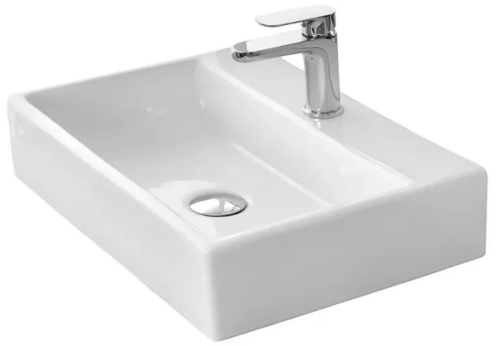 Lavandino da appoggio rettangolare 52x35 cm in ceramica lucida