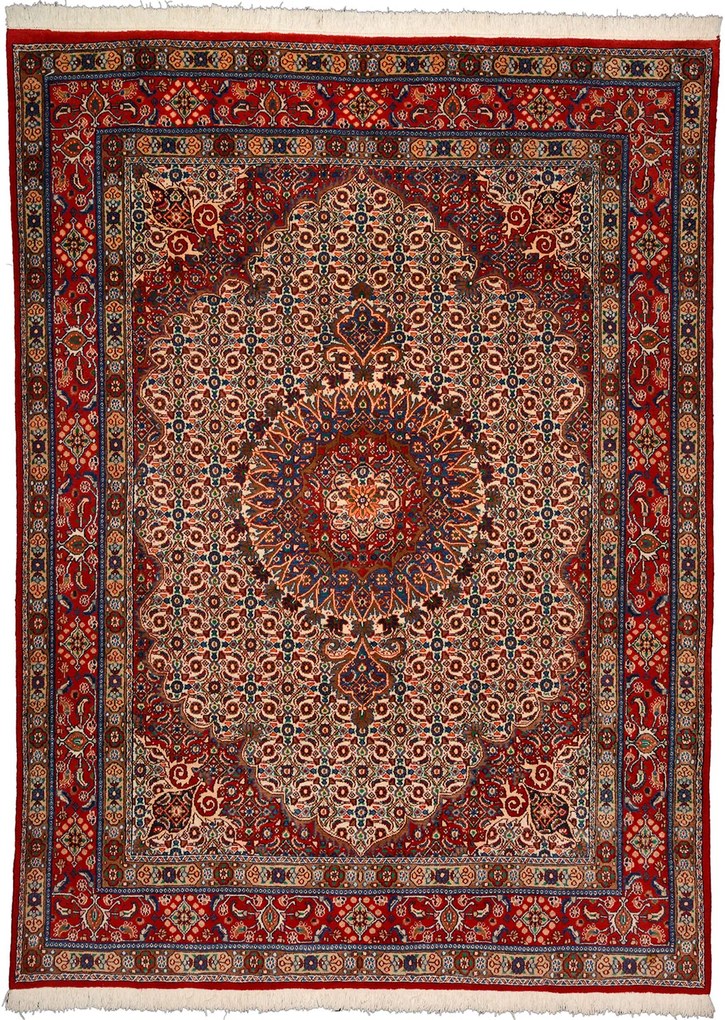 Moud Tappeto 280x210 Rosso (Iran) Annodato A Mano