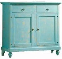 Madia credenza 2 porte in legno shabby chic azzurro consumato 112x49x98