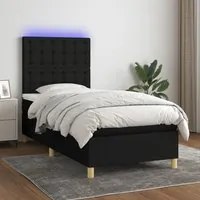 Letto a Molle con Materasso e LED Nero 90x200 cm in Tessuto 3135727