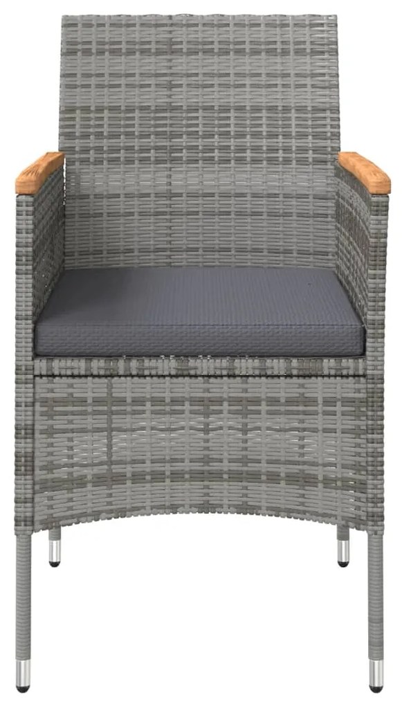 Set da pranzo da giardino 7 pz con cuscini grigio e nero